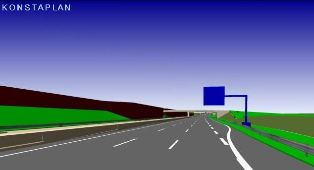 Streckenabschnitt der A1 im Ausfahrtbereich mit Lärmschutzwand